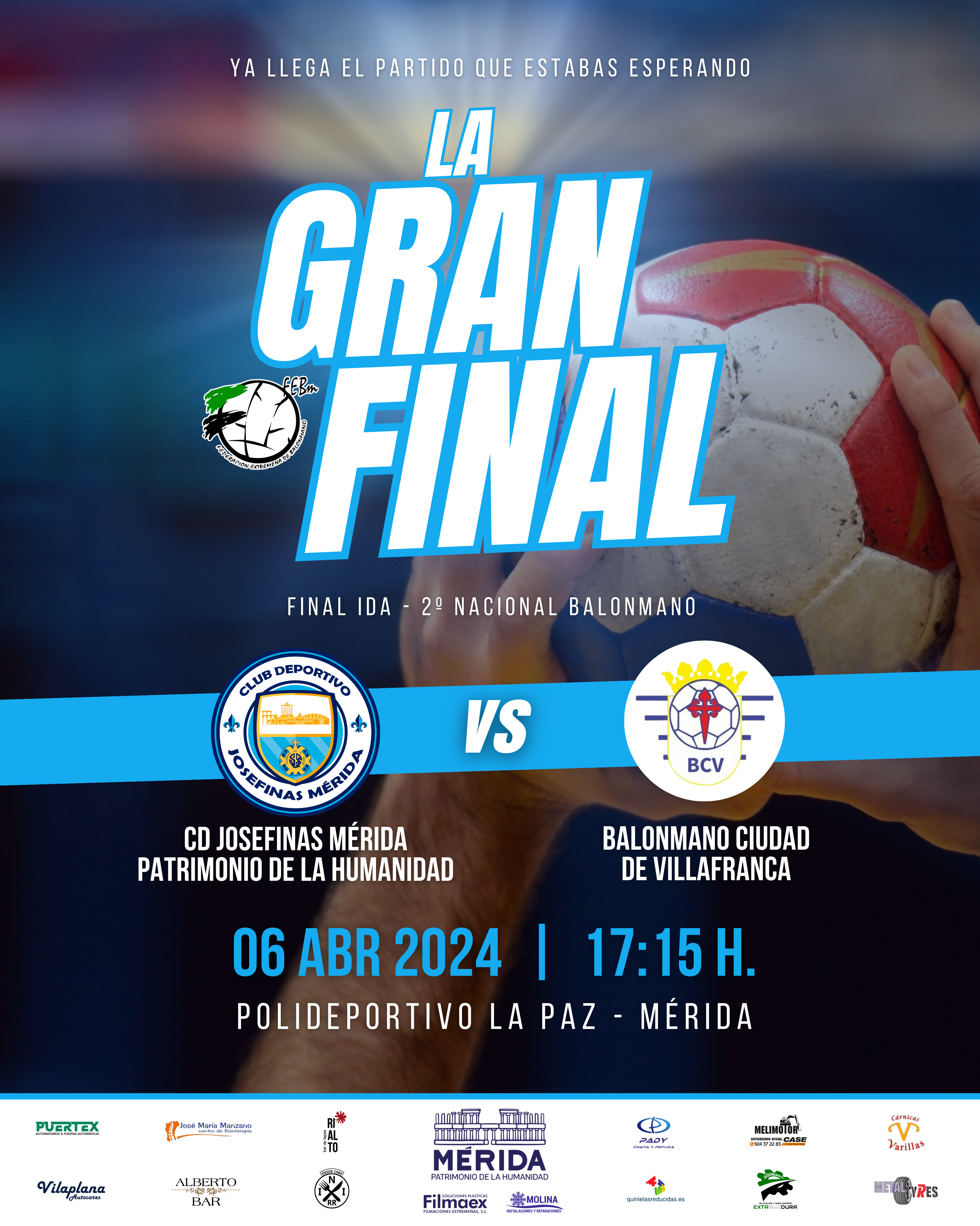 Final de Ida de la 2º Nacional de balonmano Club Deportivo Josefinas Mérida - Balonmano Ciudad de Villafranca